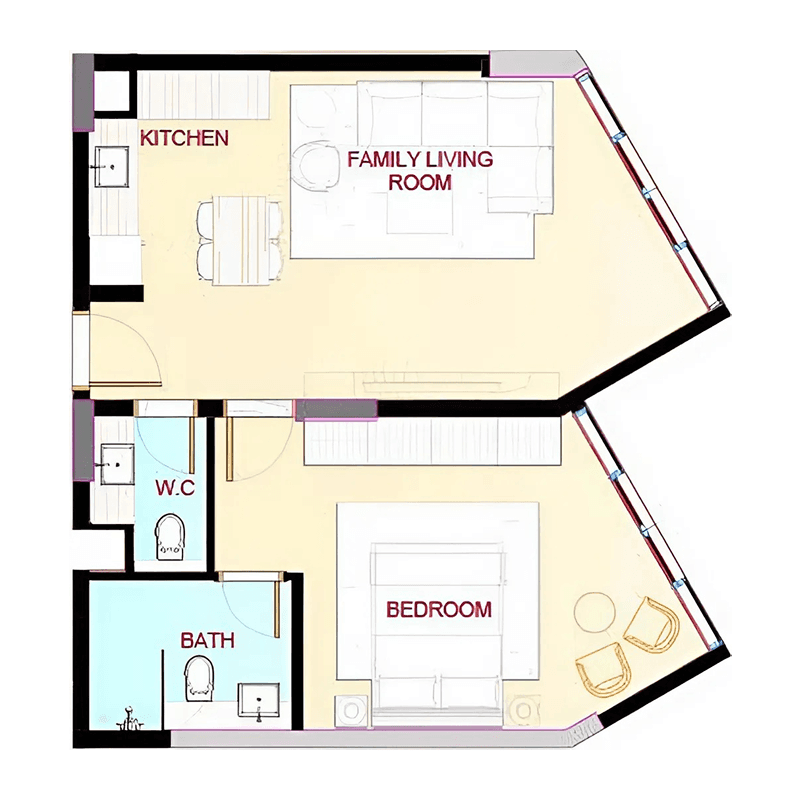 1 Bedroom floor plan