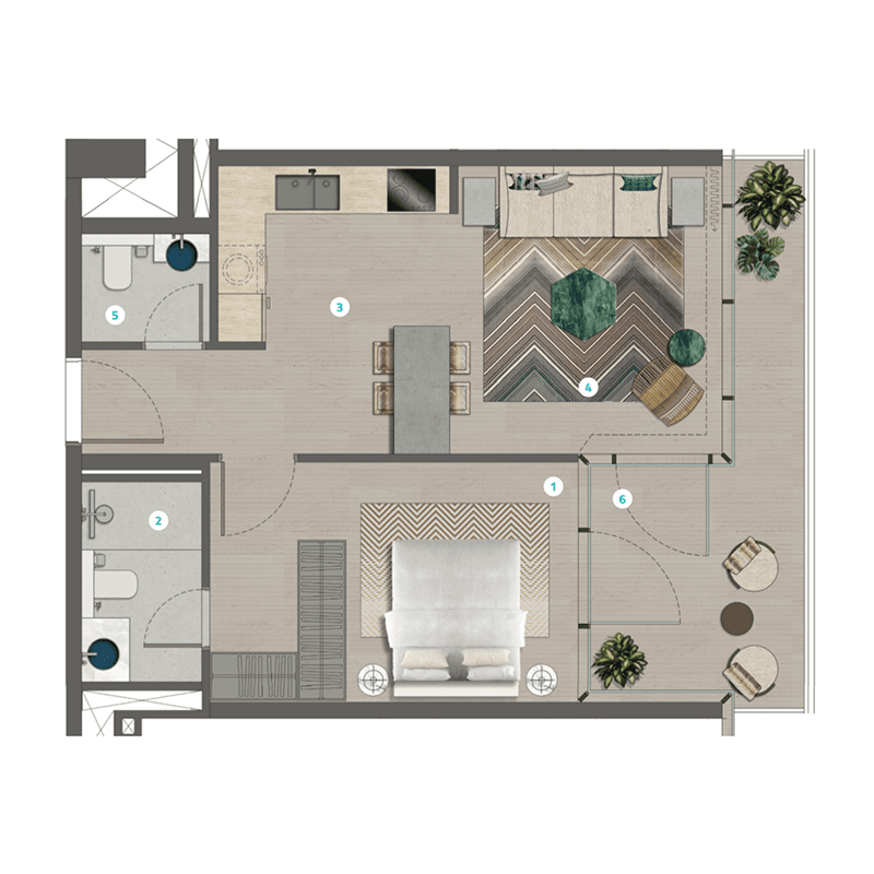 1 Bedroom floor plan