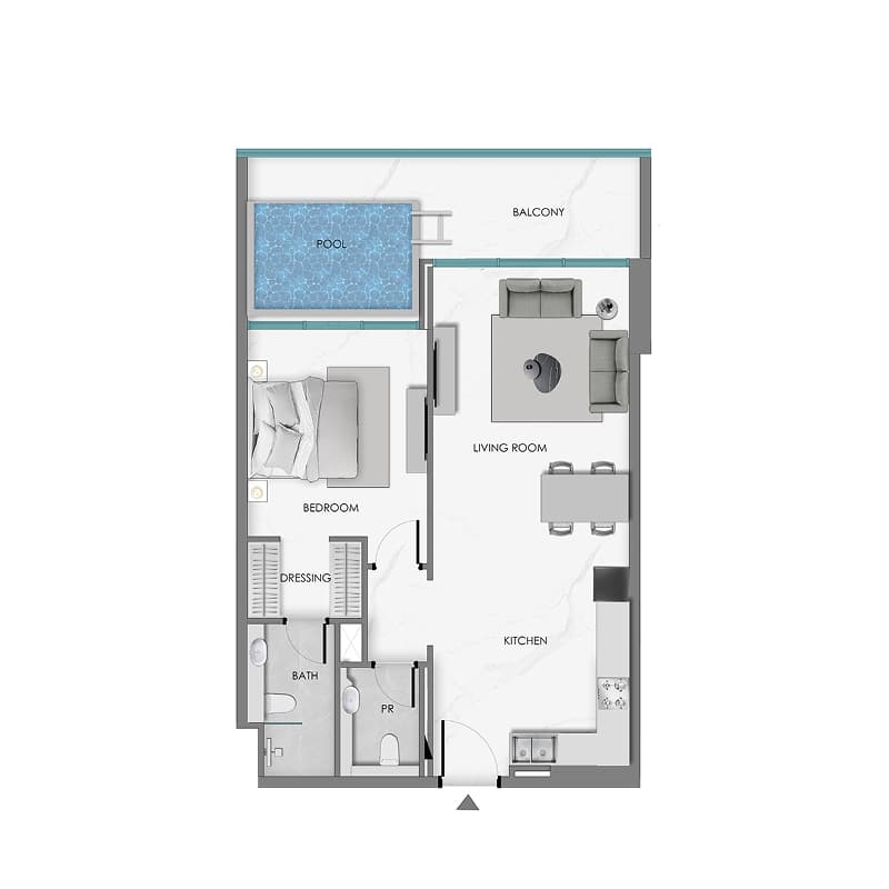 1 Bedroom floor plan