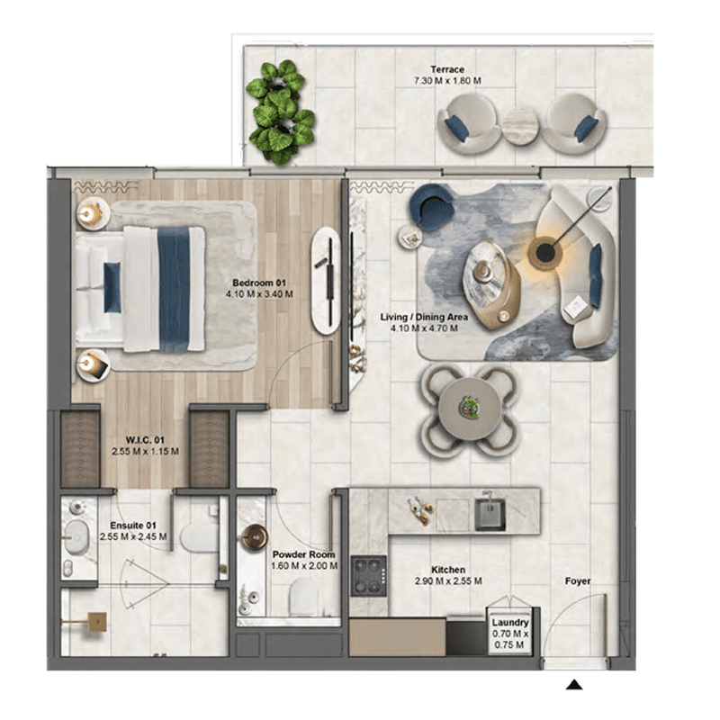 1 Bedroom floor plan