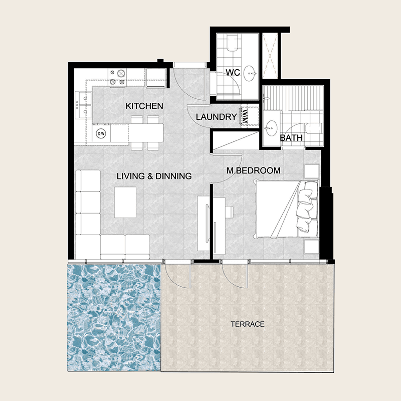1 Bedroom floor plan