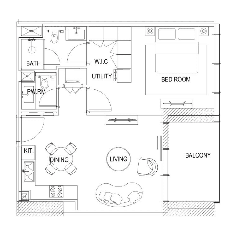 1 Bedroom floor plan