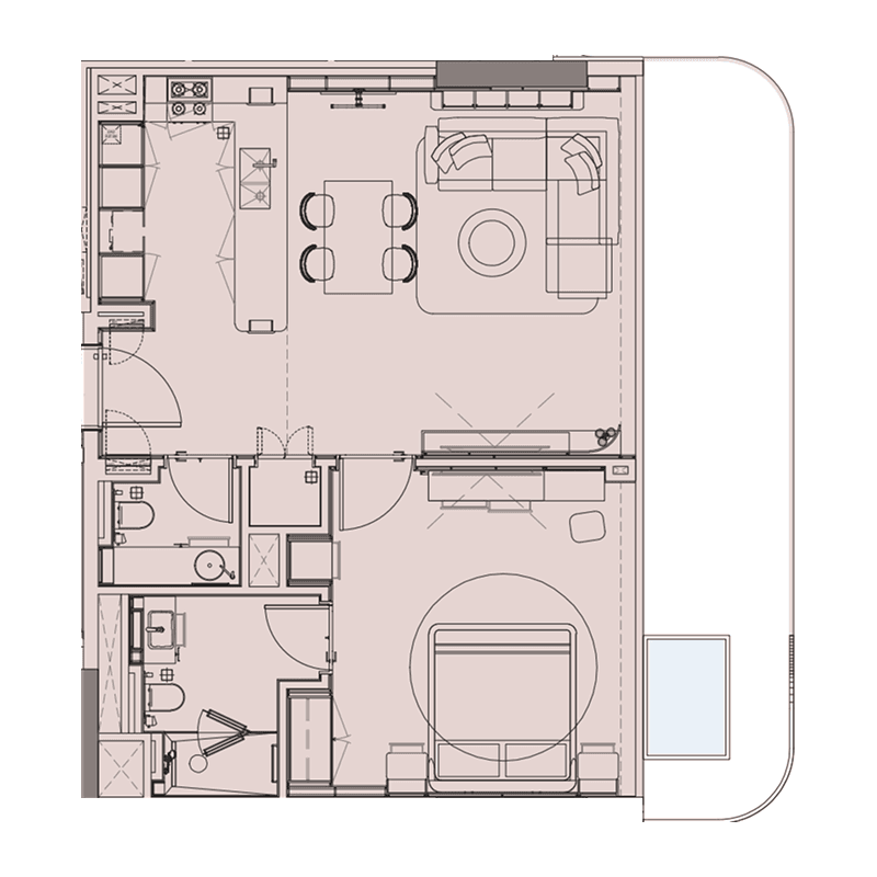 1 Bedroom floor plan