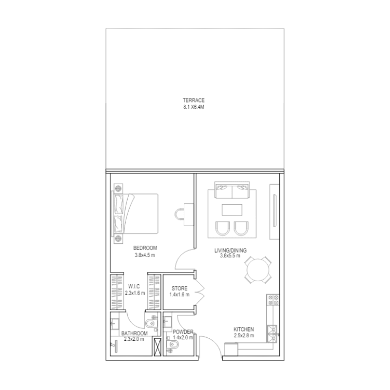 1 Bedroom floor plan