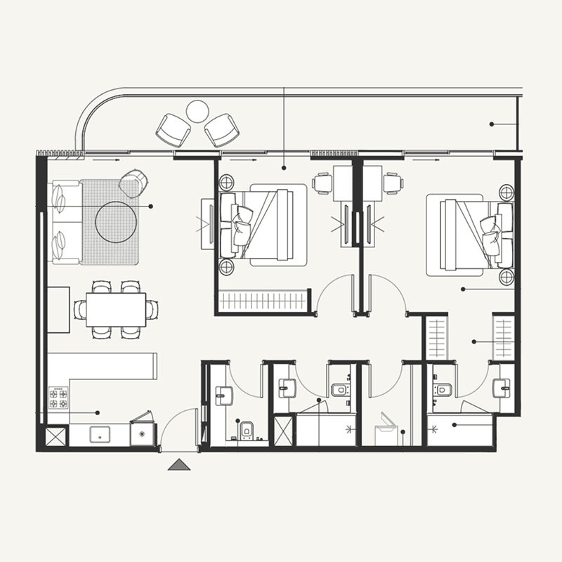 2 Bedrooms floor plan
