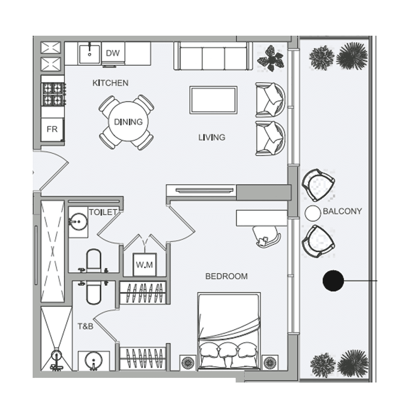 1 Bedroom floor plan