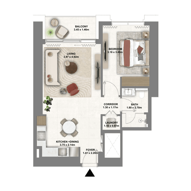 1 Bedroom floor plan