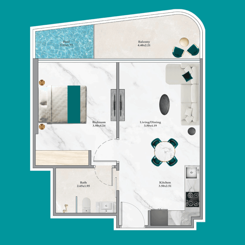 1 Bedroom floor plan