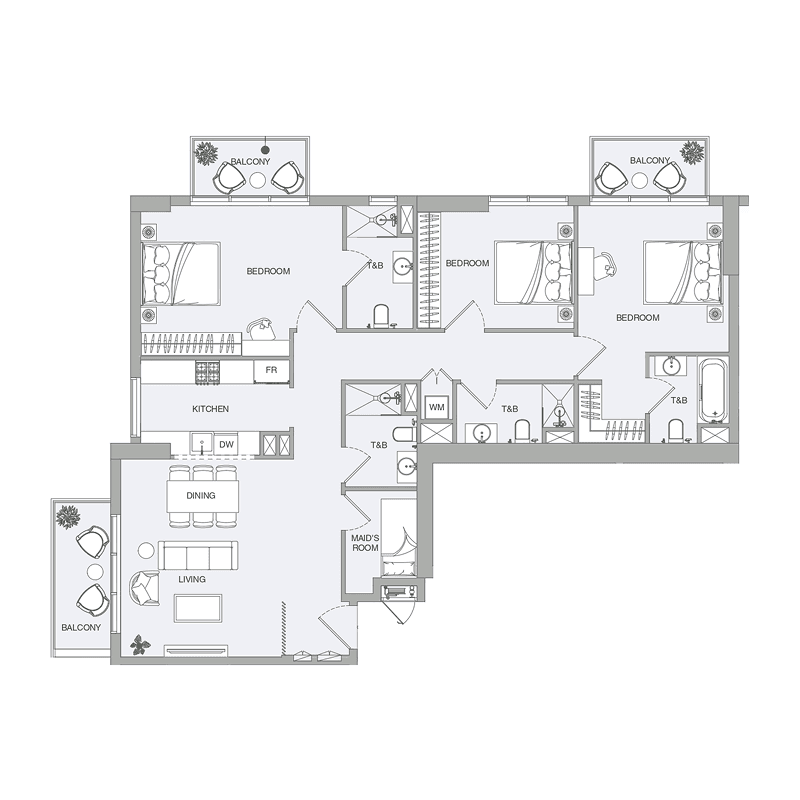 5 Bedrooms floor plan