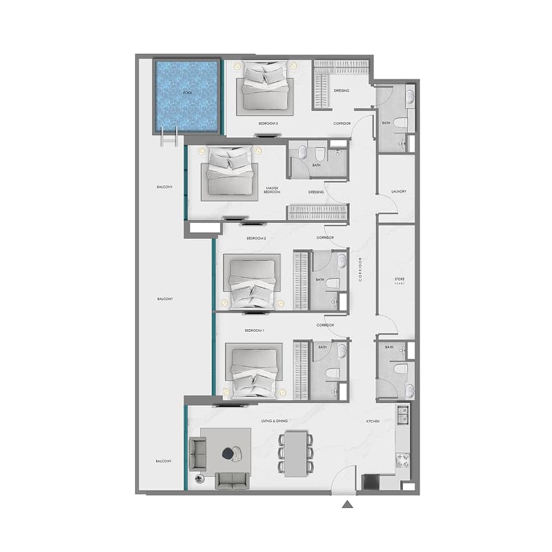 4 Bedrooms floor plan