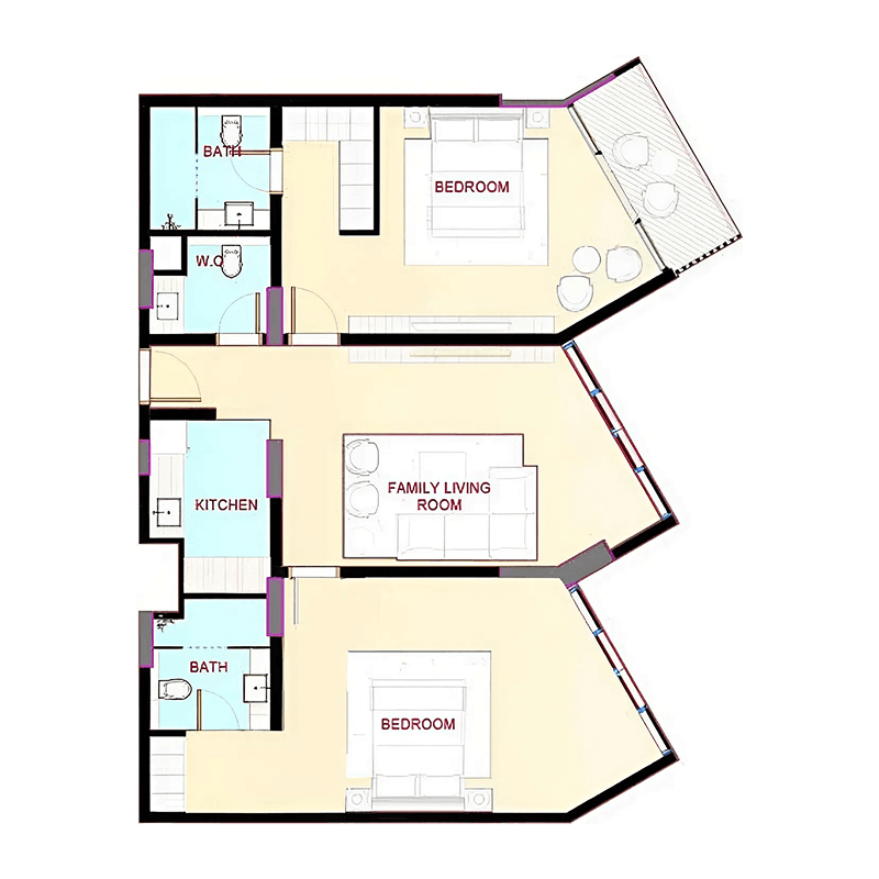 2 Bedrooms floor plan