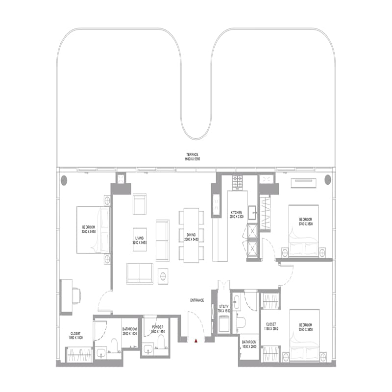 3 Bedrooms floor plan