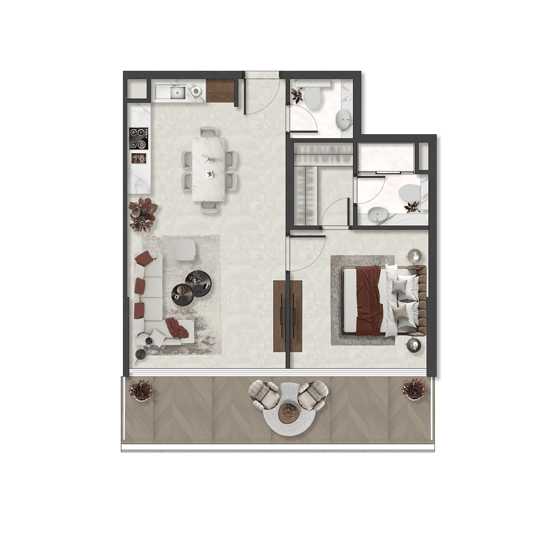1 Bedroom floor plan