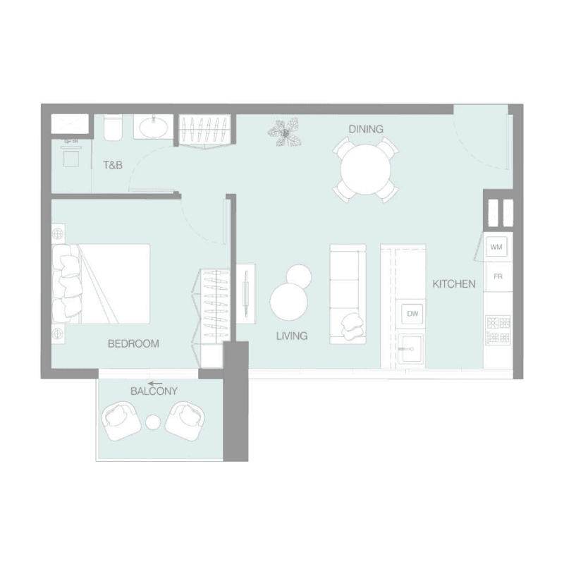 1 Bedroom floor plan