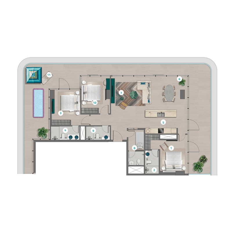 3 Bedrooms floor plan