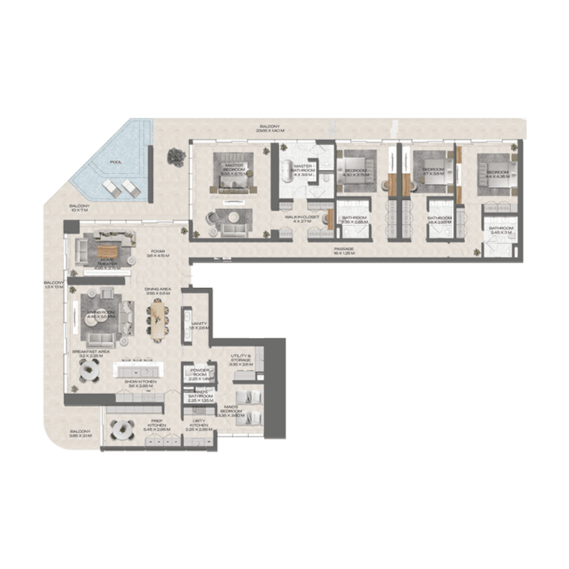 4 Bedrooms floor plan