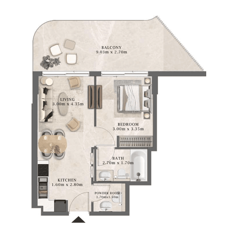 1 Bedroom floor plan