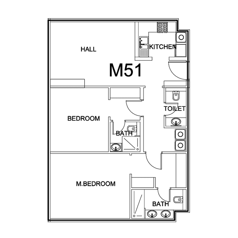 2 Bedrooms floor plan