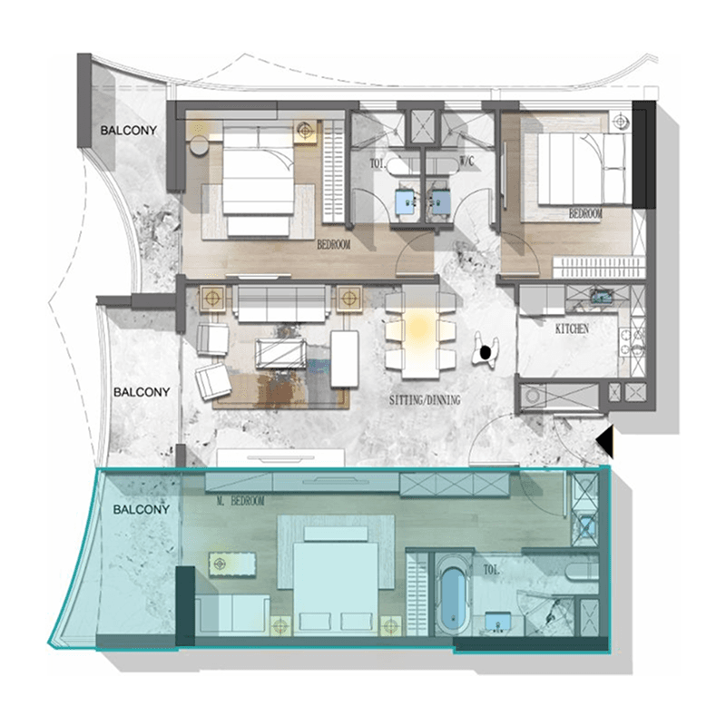 3 Bedrooms floor plan