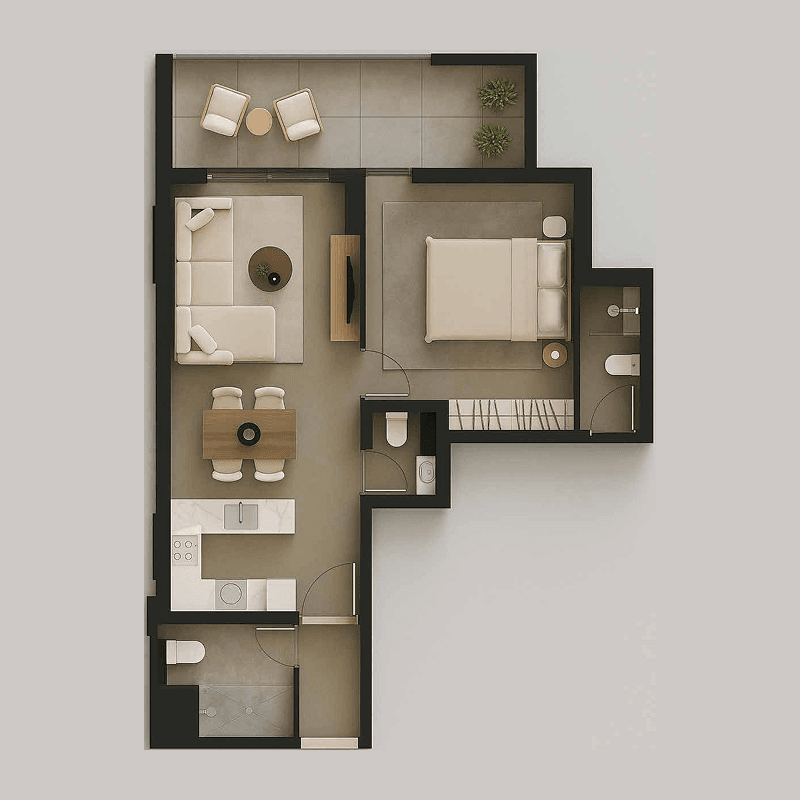 1 Bedroom floor plan