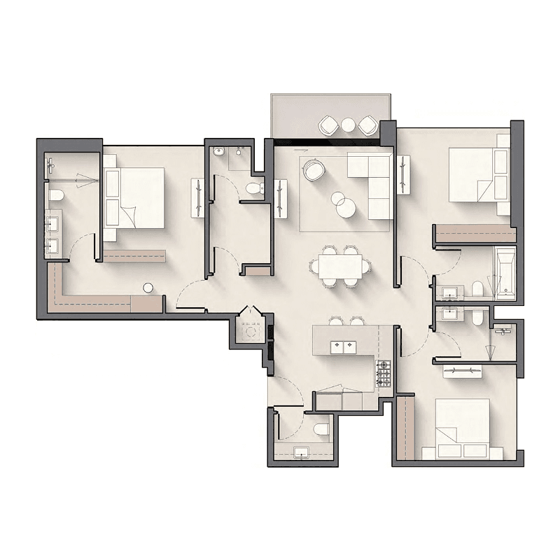 3 Bedrooms floor plan