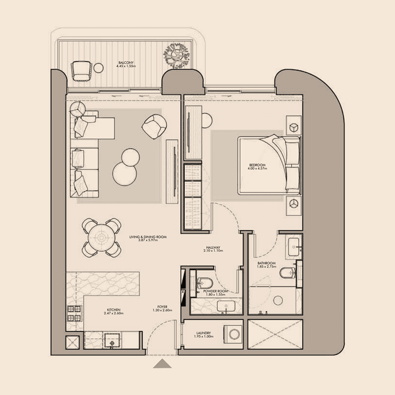 1 Bedroom floor plan
