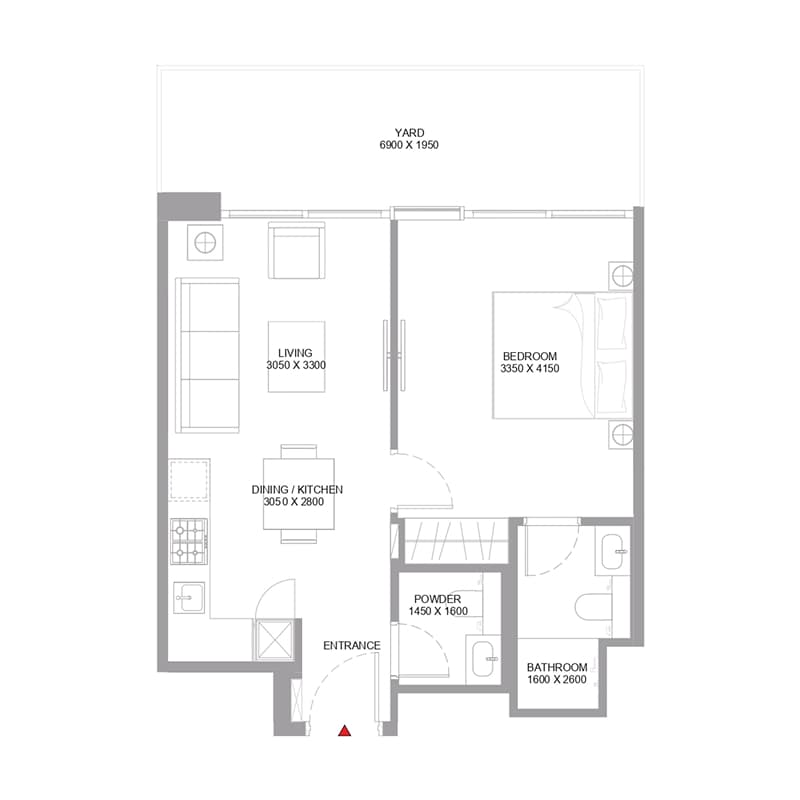 1 Bedroom floor plan