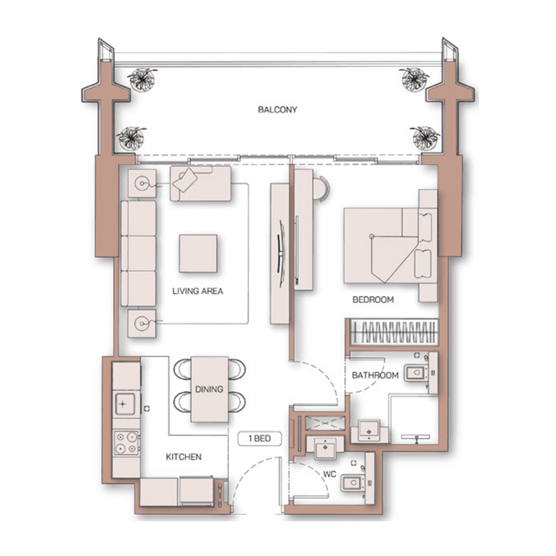 1 Bedroom floor plan