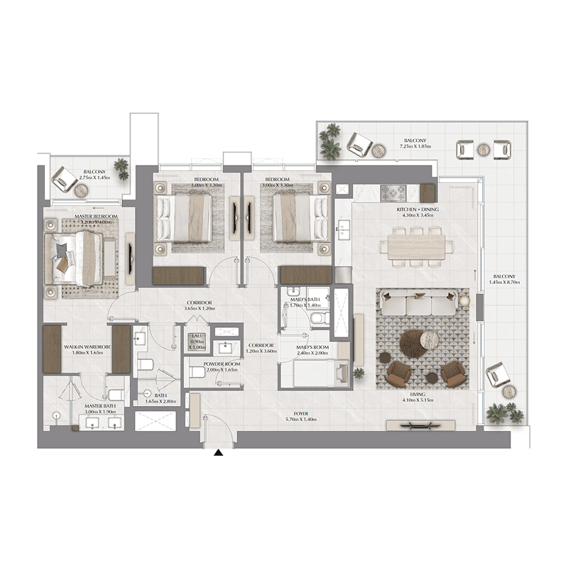 3 Bedrooms floor plan