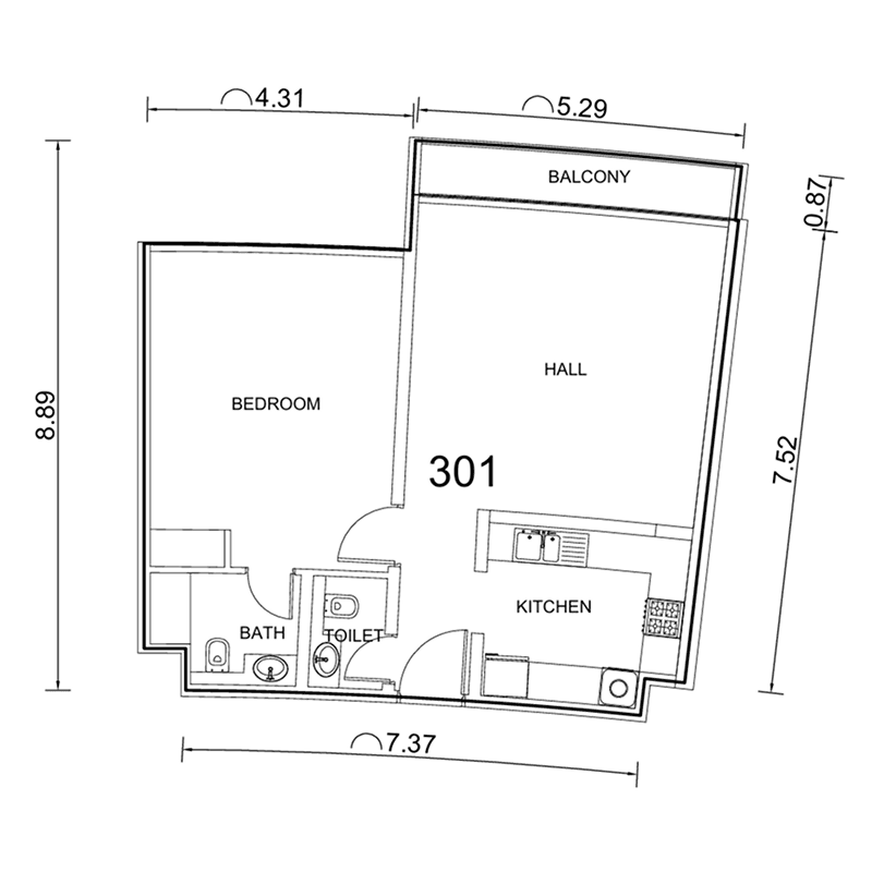 1 Bedroom floor plan