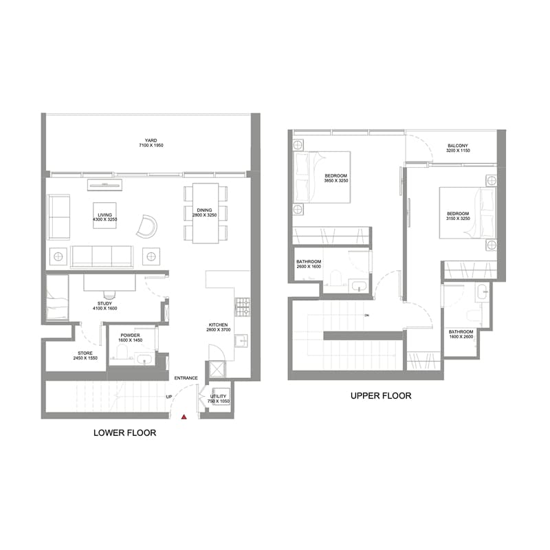 2 Bedrooms floor plan