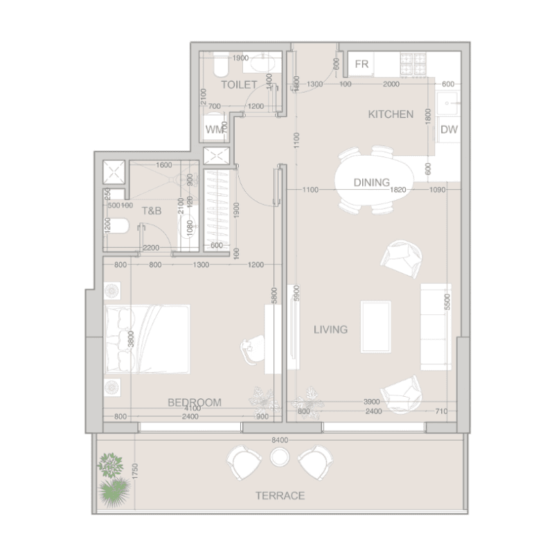 1 Bedroom floor plan