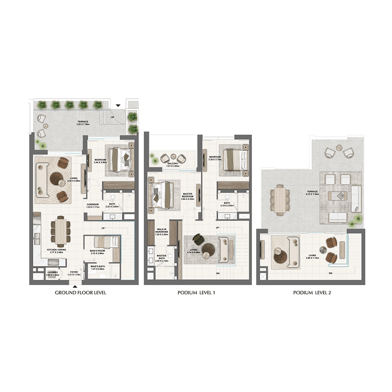 3 Bedrooms floor plan
