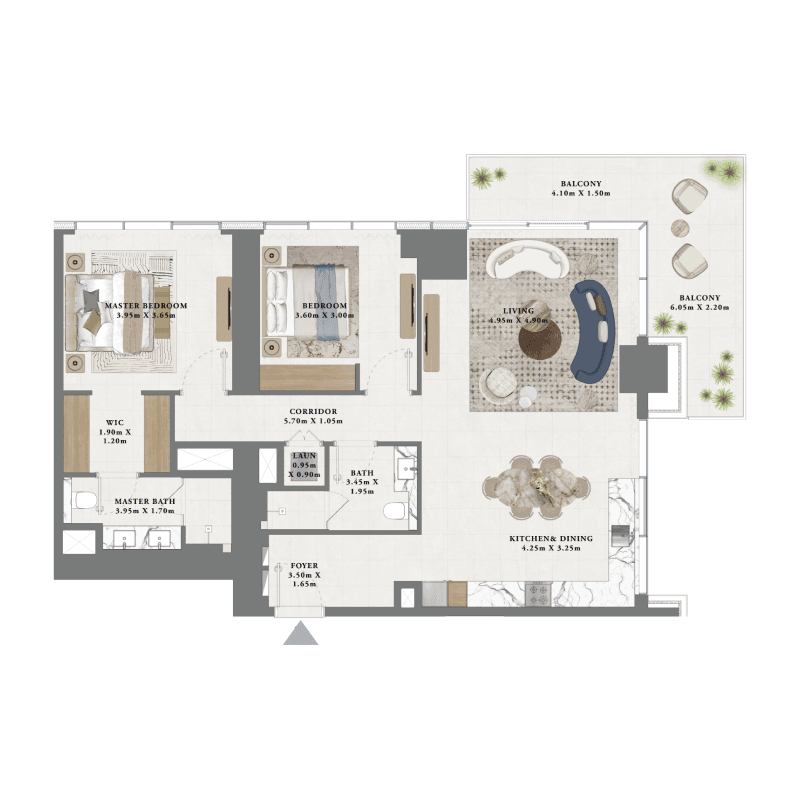 2 Bedrooms floor plan
