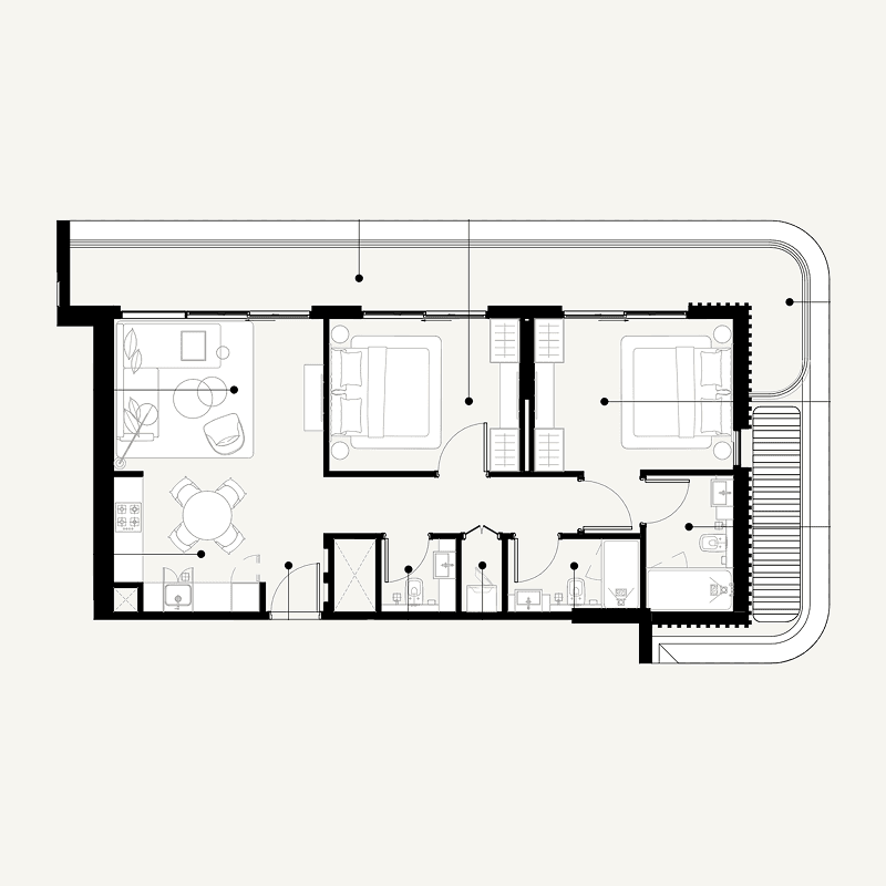 2 Bedrooms floor plan