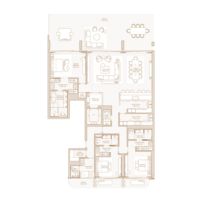 3 Bedrooms floor plan
