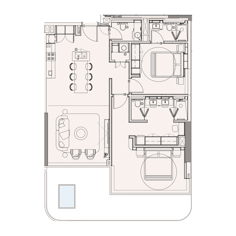 2 Bedrooms floor plan