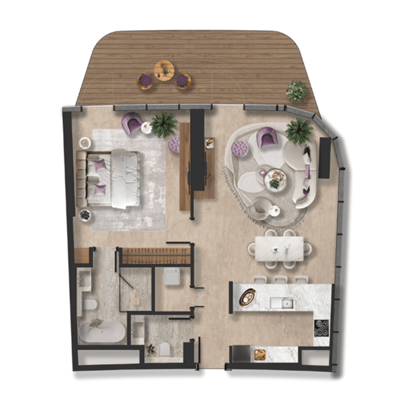 1 Bedroom floor plan