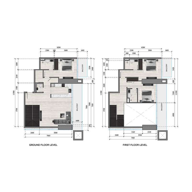 3 Bedrooms floor plan