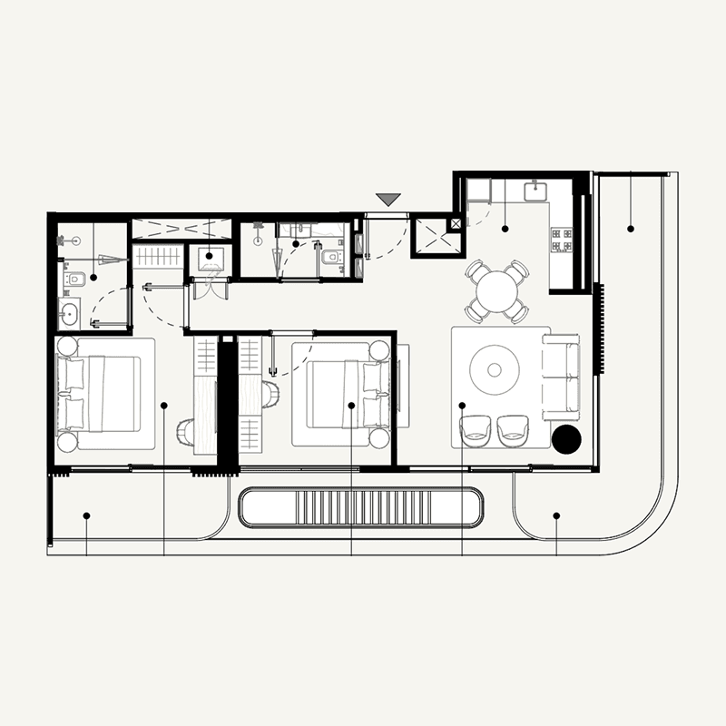 2 Bedrooms floor plan