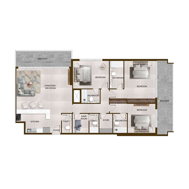 3 Bedrooms floor plan