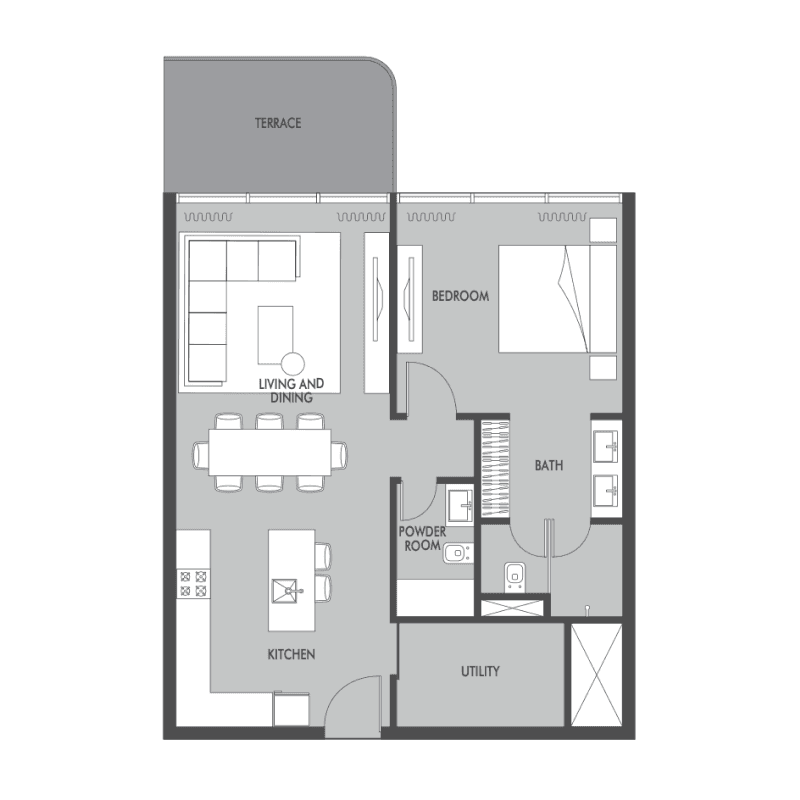 1 Bedroom floor plan