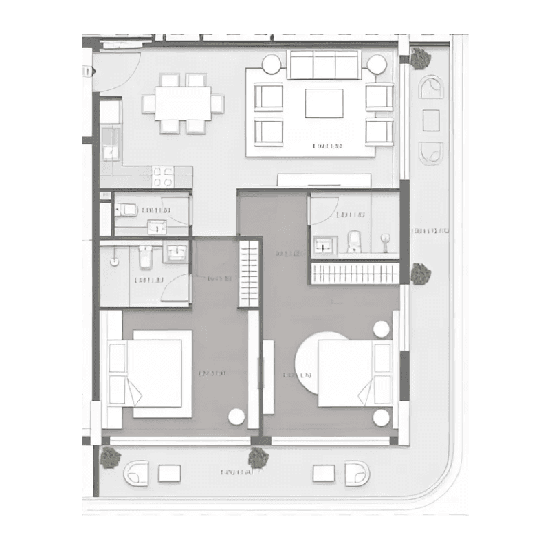 2 Bedrooms floor plan