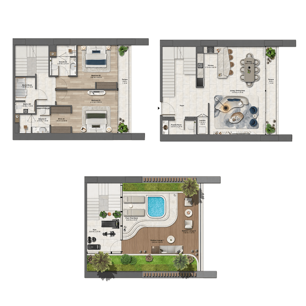 2 Bedrooms floor plan