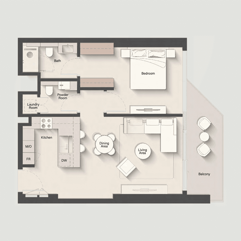 1 Bedroom floor plan