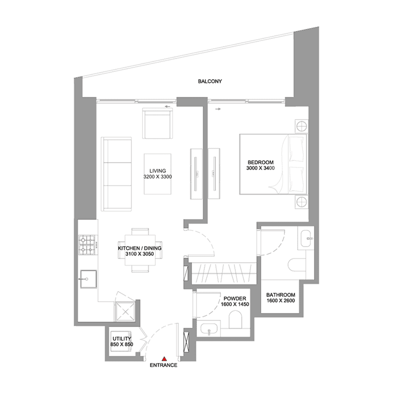 1 Bedroom floor plan