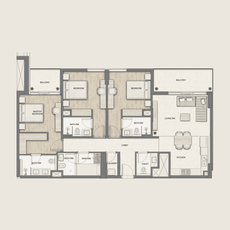 3 Bedrooms floor plan