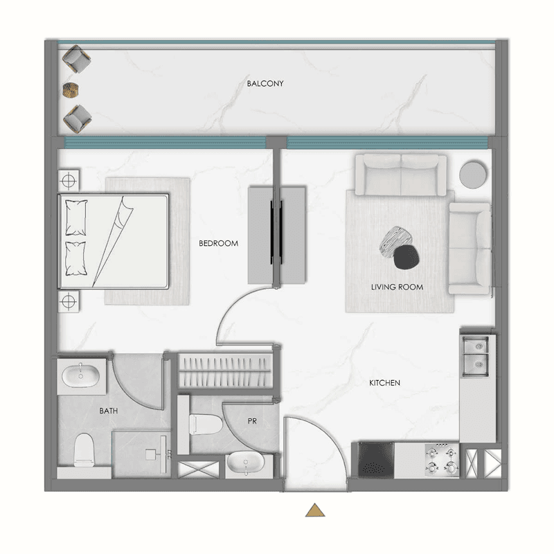 1 Bedroom floor plan