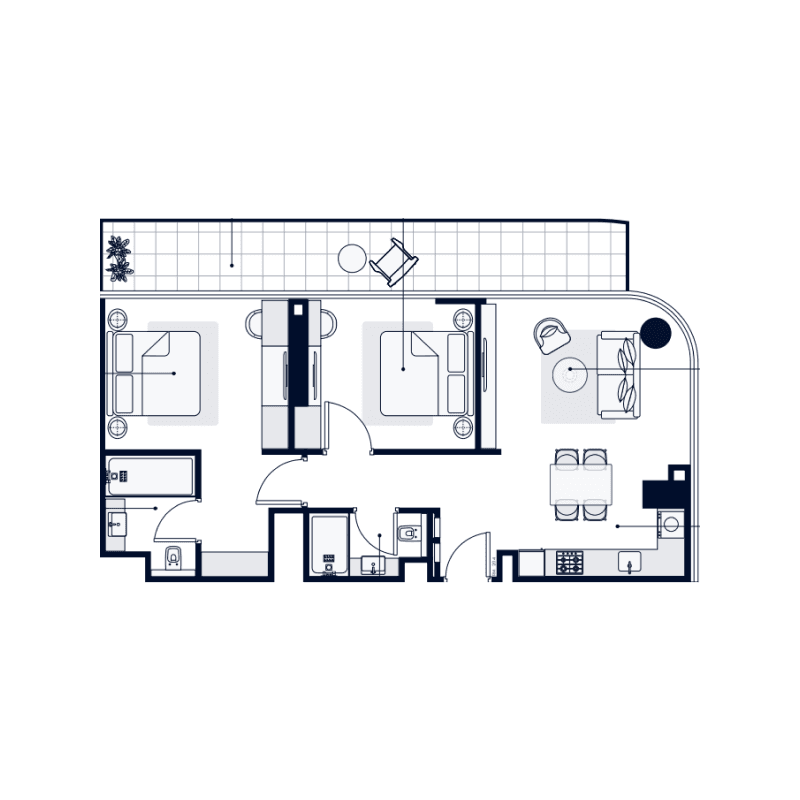 2 Bedrooms floor plan