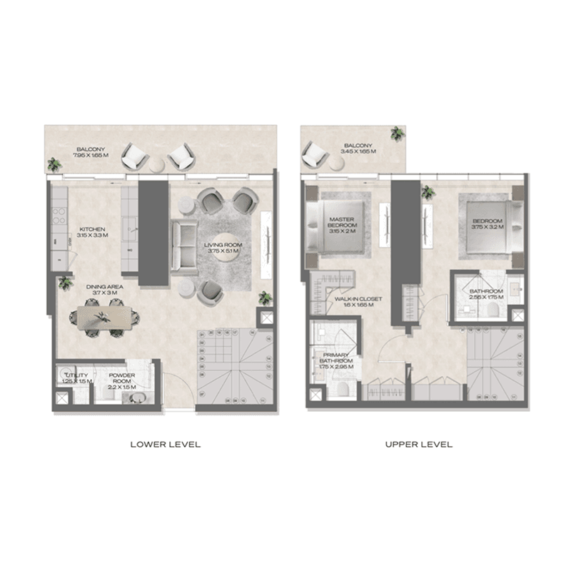 2 Bedrooms floor plan